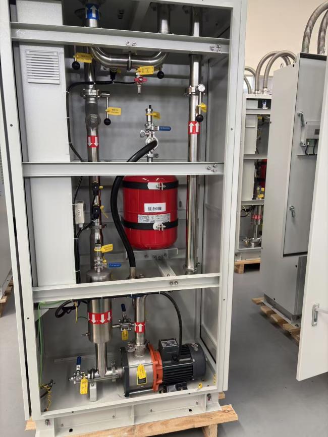 Close-up view of cooling system components and internal construction