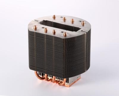 China 0.4mm Aluminum Fin Soldering Copper Pipe Heat Sink With Black Anodize for sale