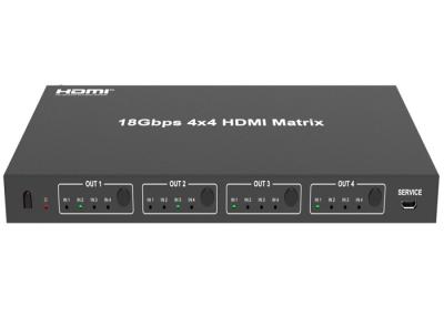 China Micro USB 18Gbps 4x4 Matrix HDMI Switcher IR Receiver for sale