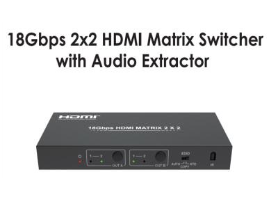 China Type A 18Gbps 2x2 HDMI Matrix Switcher With Audio Extractor for sale