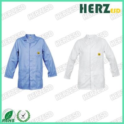 China OEM ESD Grid Garment Grid Polyester Cleanroom Use AntI Static Coverall ESD Lab Coat for sale
