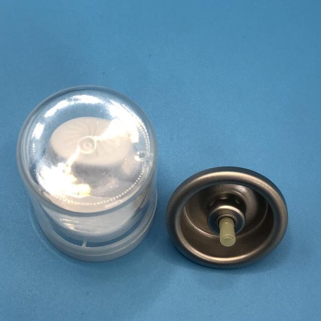 Inverted gold aluminum aerosol valve system for hair mousse