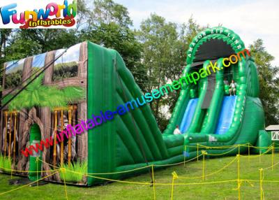 China Green Forest Inflatable Slide Zip Line Crazy With 21L x 6W x 11H Meter for sale