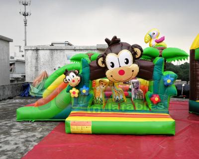 Chine glissière gonflable de videur de bâche de PVC de 0.55mm/château plein d'entrain singe impressionnant à vendre