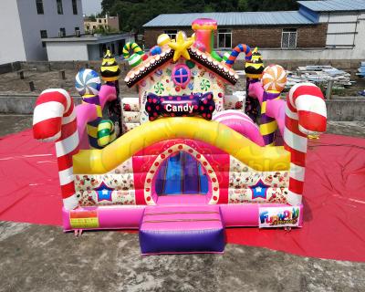 Китай Спортивная площадка детей красочного скольжения дома прыжка Моонвалк конфеты раздувная продается