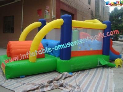 China Commercial Grade PVC Tarpaulin Inflatable Bounce House Blower With Slide for sale
