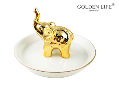 China Nordic Style Ceramic Jewelry Plate Golden Elephant Jewelry Plate Ring Tray Decoration for sale