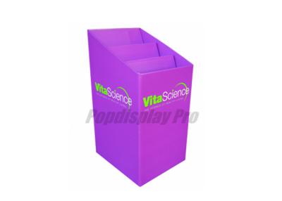 China Purple Cardboard Display Bins 3 Sections Glossy Lamination With Pp Film for sale