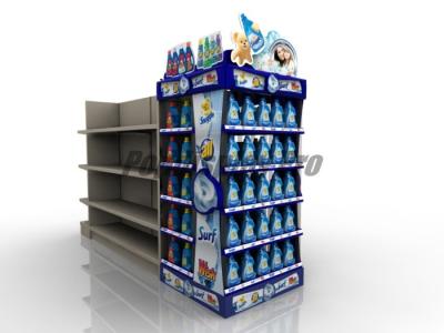 China Curved Shelf Sustainable End Cap Shelving For Promoting Laundry Detergent for sale