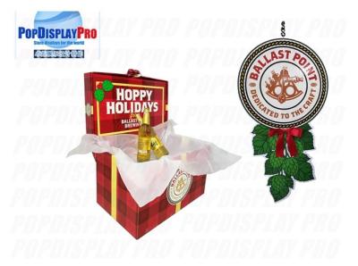 China Seasonal Custom Cardboard POP Displays 3D Ribbon On Top For Draft Beer Drinks for sale