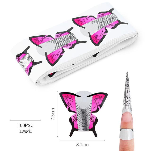 2019 Hot Sale Products 100Pcs Design Paper Half Cover Gel Nail Art Form Guide Nail Extention Nail Form Private Label