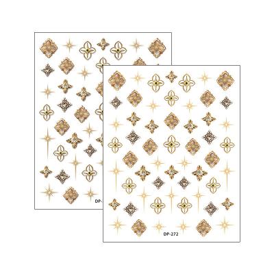 China High Quality 2023 Nail Stickers Art  Beauty Luxury 3D Nail Stickers Emboss Gold for sale