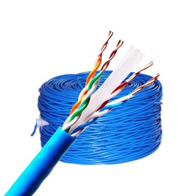 China Efficient Blue 1000ft Cat7 Cable Roll Cat5e Lan Cable Roll With Shaft for sale