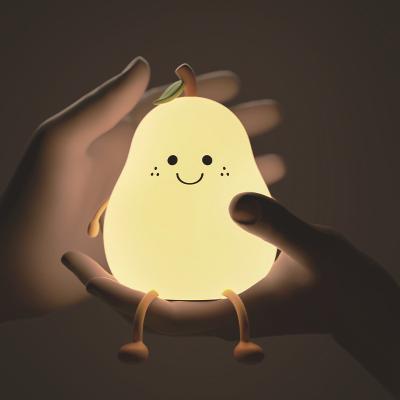 China 2W Kids Pear Silicone Night Light 1200mah Battery USB Powered for sale