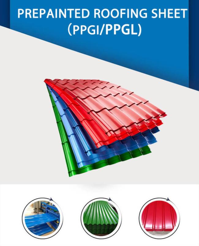 ISO 18001 Color Coated Roofing Sheet 7-30um Colour Sheets Super High Strength 1