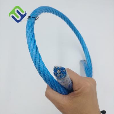China PP Monofilament Combination Wire Rope Steel Wire Core 6 Strand 16mm Playground Rope for sale