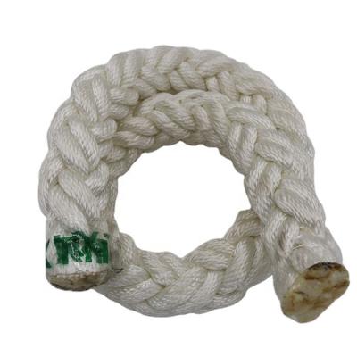 China Marine 8 Strand Polyester Rope Mooring White Polyester Cord 220m Coil for sale