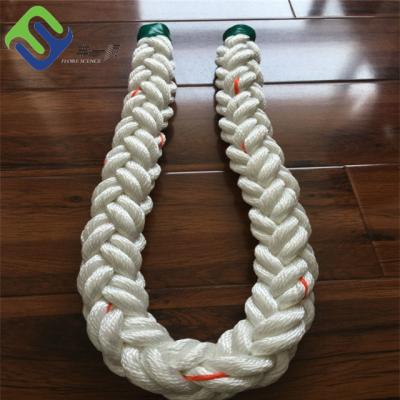 China Marine Polyester Mooring Rope 8 Strand Corrosion Resistant Both Ends With Eyes for sale