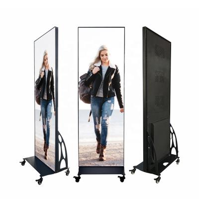 China Moveable Outdoor LED Poster Screen Floor Stand Display With Wifi / 4G Control for sale