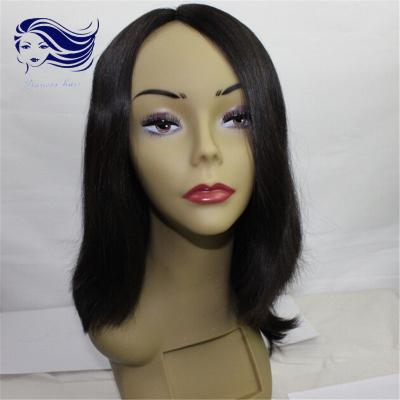 China Glueless Full Human Hair Front Lace Wigs Natural Straight 40