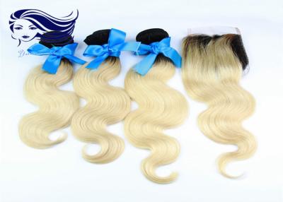 China cabelo humano colorido Peruvian das extensões do cabelo 7A com fechamento do laço à venda