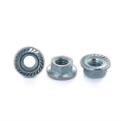 China Size M3-M16 Stainless Steel Lock Nuts , Grade 4.0 Zinc Plated Serrated Flange Nut for sale