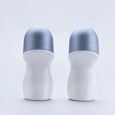 China Unique Shape Refillable Rollerball Bottle Gray Cap White Body for sale