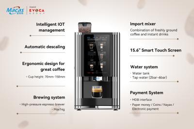 China Aço inoxidável 304 máquina de venda de café espresso comercial 57kg à venda