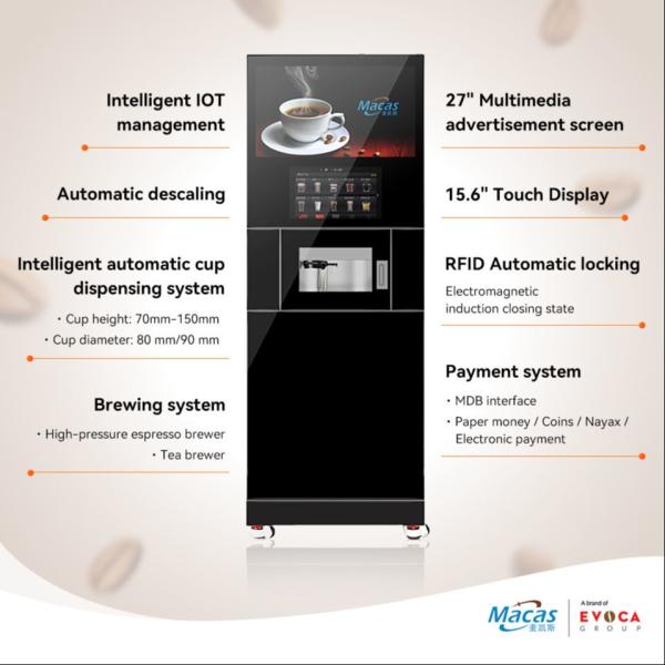 Quality 220VAC Touch Screen Automatic Bean Coffee Machine QR Code Ordering for sale