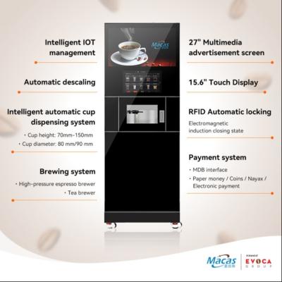 China 300pcs Cup 80mm/90mm Smart Bean Coffee Vending Machine With Bean Grinder for sale