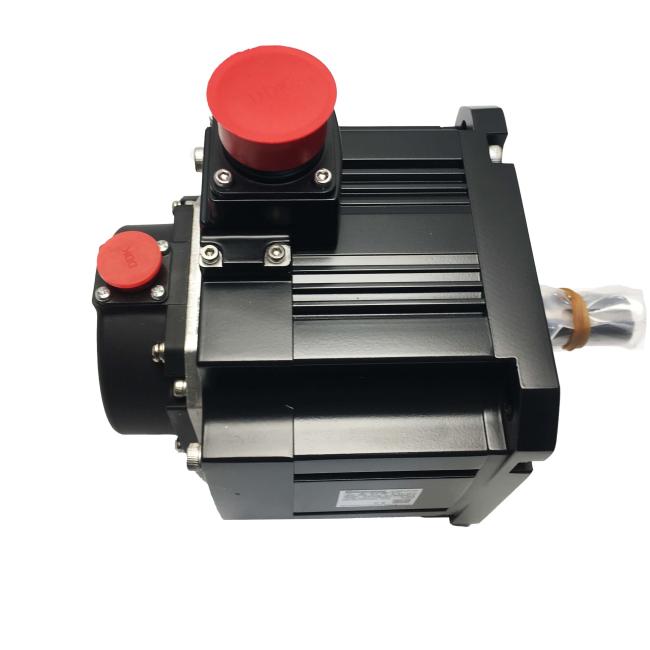 Mitsubishi HF-SP81MK-S12 AC Servo Motor - Front view showing motor housing, shaft, and connector