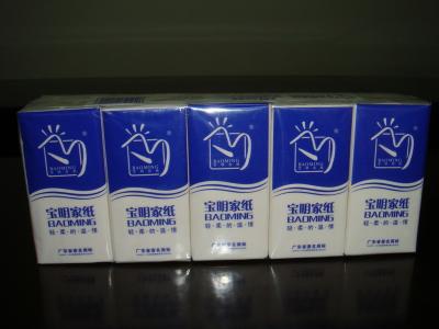 China Virgin Wood Pulp Pocket Tissue Packs / Soft Facial Tissue for Dinner Napkins for sale