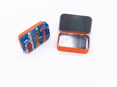China Caja rectangular de la lata del metal con las tarjetas de regalo de la bisagra de la ventana que empaquetan las pequeñas latas del metal en venta