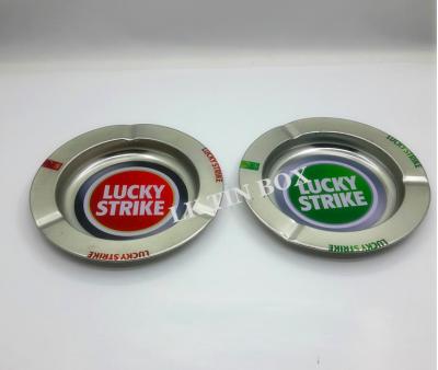 China Printed Lucky Strike Round Cigarette Tin Box With Ashtray Pack D 138 * 14mm for sale