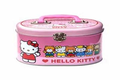 China Oval Small Gift Packaging  Rectangle Metal Lunch Tin Box With Backbag Belt And Lock for sale
