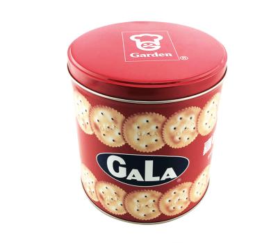 China Glossy Finished Christmas Cookie Tin Box Round Metal Tin Can 135 * 160mm for sale