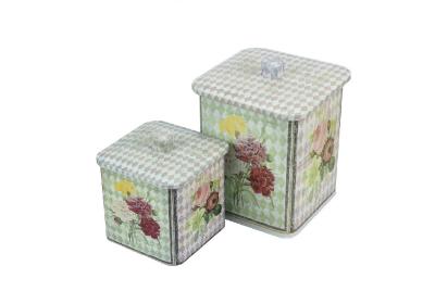 China New Flower Pattern Square Matel Tin Box With Fancy Customized Design Decorative Tin Boxes for sale