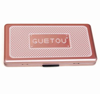 China Eye Showder Rectangular Tin Box with foam and mirror , cosmetic tin box with hinged lid for sale