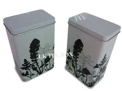 China Almacenamiento rectangular de la caja de la lata del polvo de la harina de trigo con el botón del metal en venta