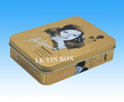 China Caja rectangular con bisagras grande de la lata de las galletas del chocolate de la galleta de la torta de la caja de la lata en venta