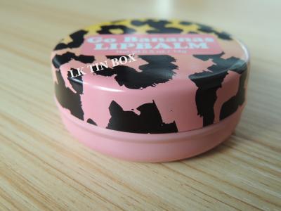 China Pms Pink Net Wt 0.5oz Small Round Metal Containers Lip Balm Tin Box for sale
