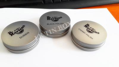 China Small Lip Balm Round Tin Box For Cream Mint , Screw Top Round Tin Cans Shoe Polish for sale