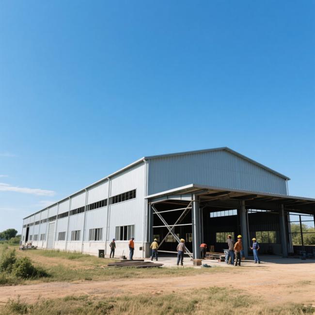 Steel structure warehouse interior view
