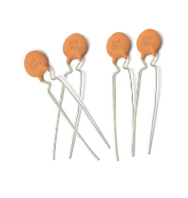 China Low Frequency Radial Ceramic Disc Capacitor 100nF 100V P2.54mm for sale