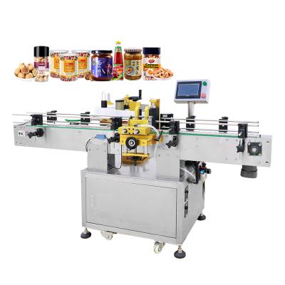 China Automatic flat round Square Plastic Glass bottle adhesive sticker double side labeling machine price With Servo Motor for sale
