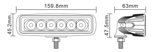 Flood Rectangular 6 Inch Mini LED Light Bar IP69k 30W 6000K 0