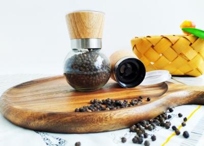 China Up Dia 64mm Wood And Glass Salt And Pepper Grinders for sale
