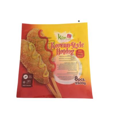 custom printed food frozen packaging plastic bag for seafood, salmon, fish, vegetables, fruit sauce,frozen corn dog