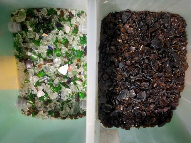 Materials after color sorting