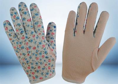 China Flower Printed Cotton Gardening Gloves Slip Proof Three Stitches Lines for sale